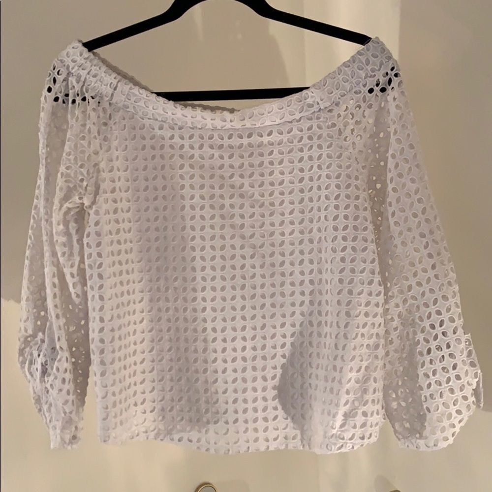 White Eyelet off the shoulder top